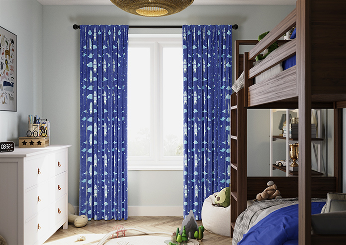 Blast Off, Blue Comet - Made to Measure Curtains - Image 3